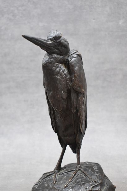 null Emmanuel Fremiet (1824-1910) Héron, bronze à patine brune, titré et signé Hauteur...