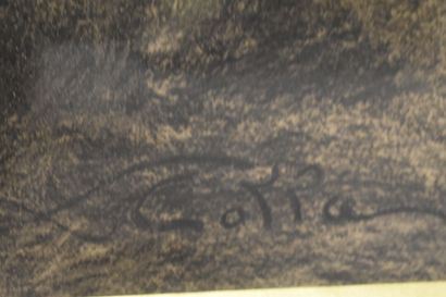 null Joseph COLLA (1841-?), Paysage aux arbres, fusain sur papier. Signé en bas à...