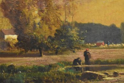 Alexandre DEFAUX Alexandre DEFAUX (1826-1900) Paysage de campagne, huile sur toile,...