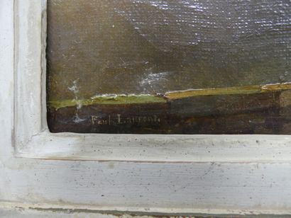 Paysage Paul Laurent, Paysage animé, huile sur toile, Signé en bas à gauche et daté...
