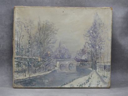 Paysage Octave VOLANT (XIX-XX), Paysage de neige. Signé en bas à gauche. Dimensions...