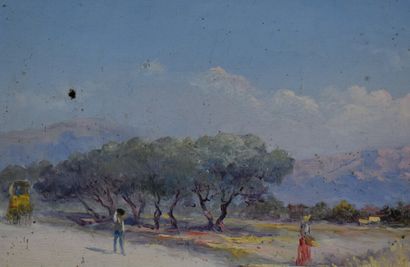 Paul LEVERE Paul LEVERE (1875 1949) Route du pradet. huile sur toile, situé en bas...