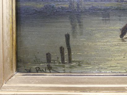 Bord de rivière Ecole françasie du XIXème siècle, Au bord de la rivière, huile sur...