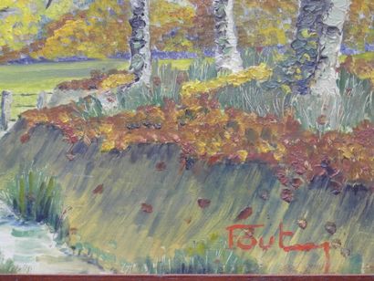 null Fernand ROLLAND (1920-2004), Vue sur rivière, huile sur panneau. Signé en bas...