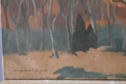 null Marguerite COGNERAS-LELEGARD (XX), Paysage d'automne, huile sur toile Signé...