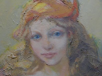 Ecole du XXème siècle Ecole du XXème siècle, portrait de femme, huile sur toile,...
