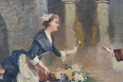 LEROY Ecole française du XIXème siècle, Scènes galantes, paires de huile sur toile...