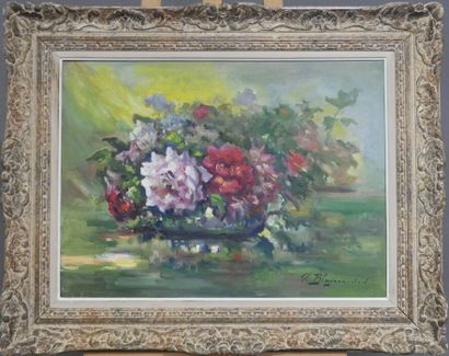 null Fedor P. BLAGONAVROV (1885-1961). Bouquet de fleurs, huile sur toile,. Signé...