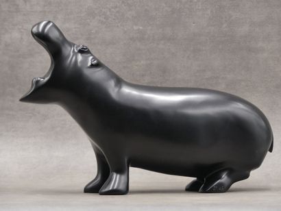 null François POMPON (1855-1933) (d'après), Grand hippopotame, sculpture en bronze...