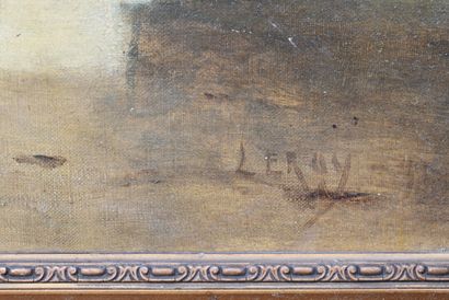 LEROY Ecole française du XIXème siècle, Scènes galantes, paires de huile sur toile...