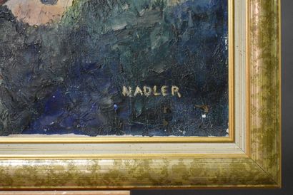 Istuan NADLER Istuan NADLER (né en 1938), Paysage aux maisons, huile sur toile, Signé...