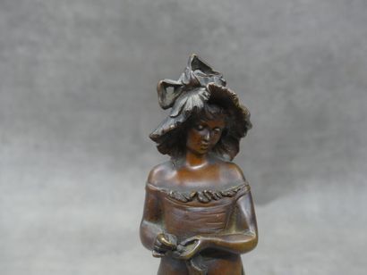 null Auguste Louis LALOUETTE (1826-1883) Femme à la bourse, bronze à patine brune,...