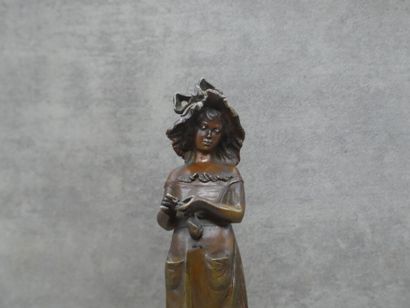 null Auguste Louis LALOUETTE (1826-1883) Femme à la bourse, bronze à patine brune,...