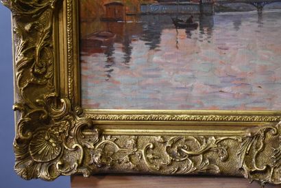 BRUGAIROLLES. Victor BRUGAIROLLES (1869-1936) Paysage d'eau, huile sur toile, Signé...