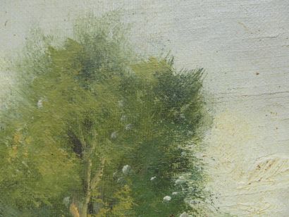 LORIN C. LORIN (1815-1882) paire de paysages animés, huile sur toile en pendant....