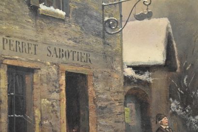 Théodore LEVIGNE Théodore LÉVIGNE (1848-1912) Perret Sabotier, huile sur toile, Signé...