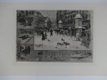 BRICHOT, L'hiver à Paris, 1879. BRICHOT, L'hiver à Paris, 1879, eau-forte. Signé...