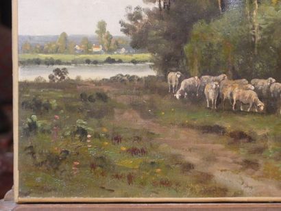 André GUILBERT, Moutons paissant au bord de l'eau. André GUILBERT, Moutons paissant...