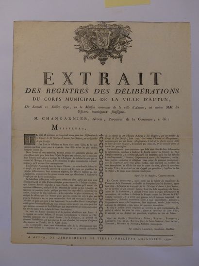 Autun, Extrait des registres des délibérations du corps municipal de la ville d'Autun...