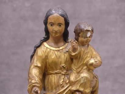Vierge à l'Enfant XVIIIe siècle. Ecole du XVIIIème siècle, Vierge à l'Enfant, bois...