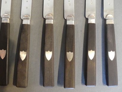 Suite de douze couteaux à dessert Suite de douze couteaux à dessert, manches en bois...
