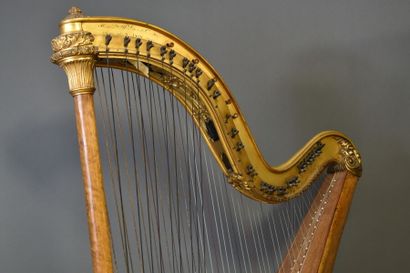 PLEYEL. Grande Harpe. PLEYEL, WOLFF, LYON & Cie. Grande Harpe en bois et stuc doré...