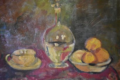 Ecole du XXe siècle. School of the 20th century. Still life, oil on canvas. No signature....