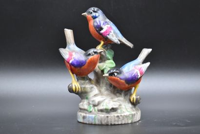 Figurine en porcelaine GEROLD & CO. TETTAU Bavière , Figurine aux trois oiseaux,...