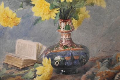 Eugénie FAUX-FROIDURE Eugénie FAUX-FROIDURE (1866-1942) Bouquet de fleurs, aquarelle...