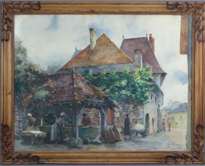 Maison en Savoie Ecole du XXème siècle, Maison en Savoie, aquarelle sur papier. Signé...