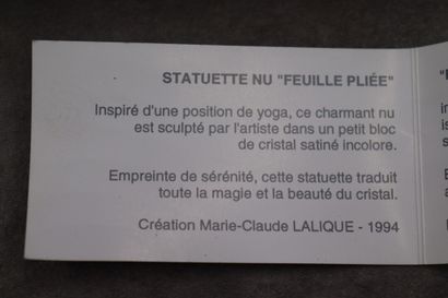 LALIQUE LALIQUE France d'après Marie-Claude Lalique en 1994. Modèle "Feuille pliée"....