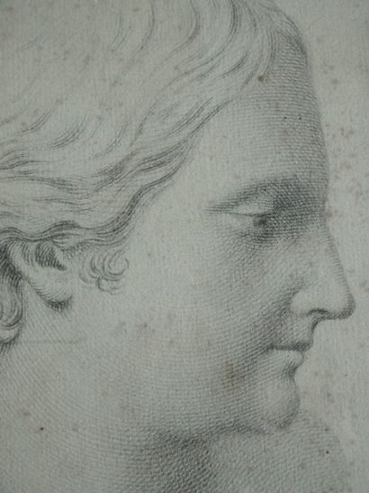 null Ecole Française du XVIIIe siècle, Portrait académique de jeune femme, pierre...