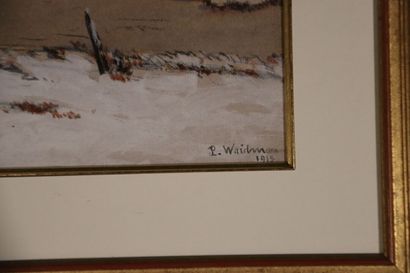 null Pierre WAIDMANN (1860-1937). Paysage d'hiver. Aquarelle et gouache, signé en...