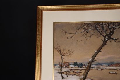 null Pierre WAIDMANN (1860-1937). Paysage d'hiver. Aquarelle et gouache, signé en...