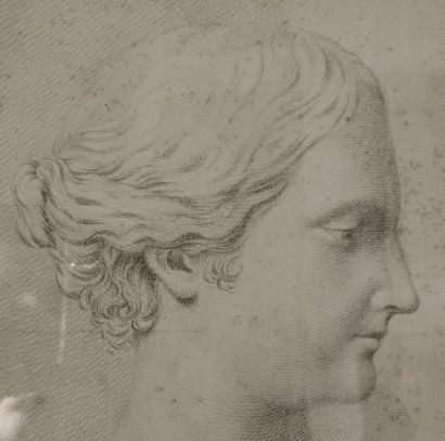 null Ecole Française du XVIIIe siècle, Portrait académique de jeune femme, pierre...