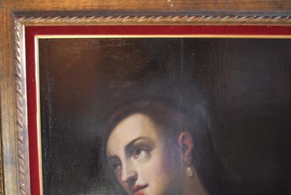 null École Française du XVIIIème siècle. Portrait en buste de Marie Madeleine, Huile...