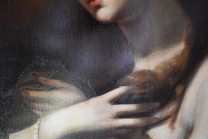 null École Française du XVIIIème siècle. Portrait en buste de Marie Madeleine, Huile...