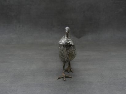 null Réunion de quatre oiseaux en métal argenté. Dimensions des faisans : 14,5 x...