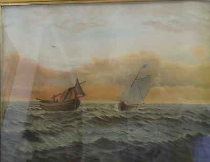 MARINE Ecole du XIXème siècle, Marine, pastel sur papier. Dimensions à vue : 46 x...