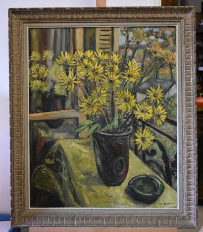 BARIL BARIL, Fleurs d'automne, huile sur toile, Signé en bas à droite. Titré et daté...