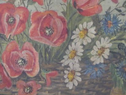 Bouquet de fleurs Ecole du XXème siècle, Bouquet de fleurs, huile sur toile. Signé...