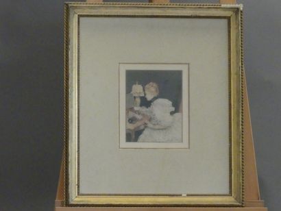 null d'après Henri Lucien DOUCET (1856-1895) Marguerite Delrue, aquarelle et gouache...