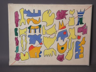 null Guy Claude LEREIN (1927-2017), Composition abstraite, huile sur toile, Signé...