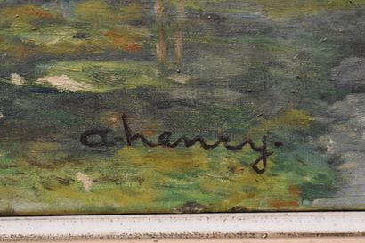 Paysage Ecole du XXème siècle, Paysage, huile sur toile. Signé en bas à droite "A...