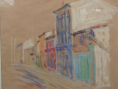 Maurice BLOND, Vue sur rue Maurice BLOND (1899-1974), Vue de rue, pastel sur papier....