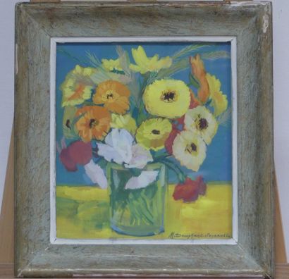 Bouquet de fleurs Ecole française du XXème siècle, Bouquet de fleurs, gouache sur...