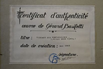 Gérard BASILETTI Gérard BASILETTI (1947-2008), Oiseaux des profondeurs, huile sur...