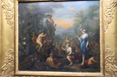 null Ecole de la fin du XVII ème -début du XVIII ème siècle. Bacchanale. Huile sur...