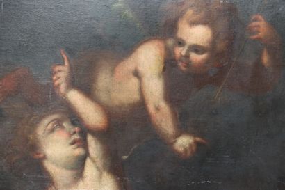 null Italian school of the XVIIth century. Two putti with a quiver. Oil on canvas....