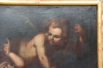 null Italian school of the XVIIth century. Two putti with a quiver. Oil on canvas....